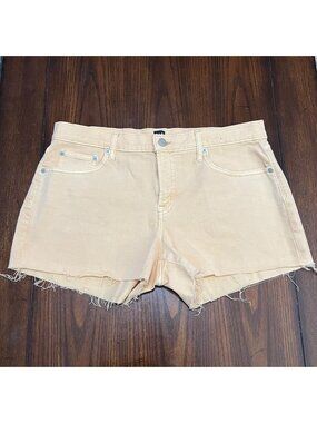 Gap Jean Shorts Yellow Raw Hem Frayed Denim Shorts Coastal Beach Summer 30/12